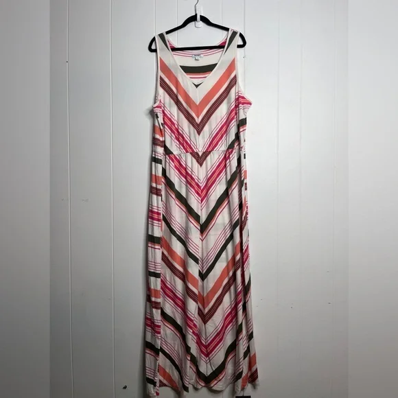 Old Navy Pink and Brown Chevron Maxi Dress - Picture 1 of 8